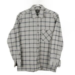 Vintage 90s Levis Silver Tab Grey Blue Plaid Heavy Weight Button Down Top